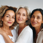 A group of attractive middle-aged women with beautiful skin care